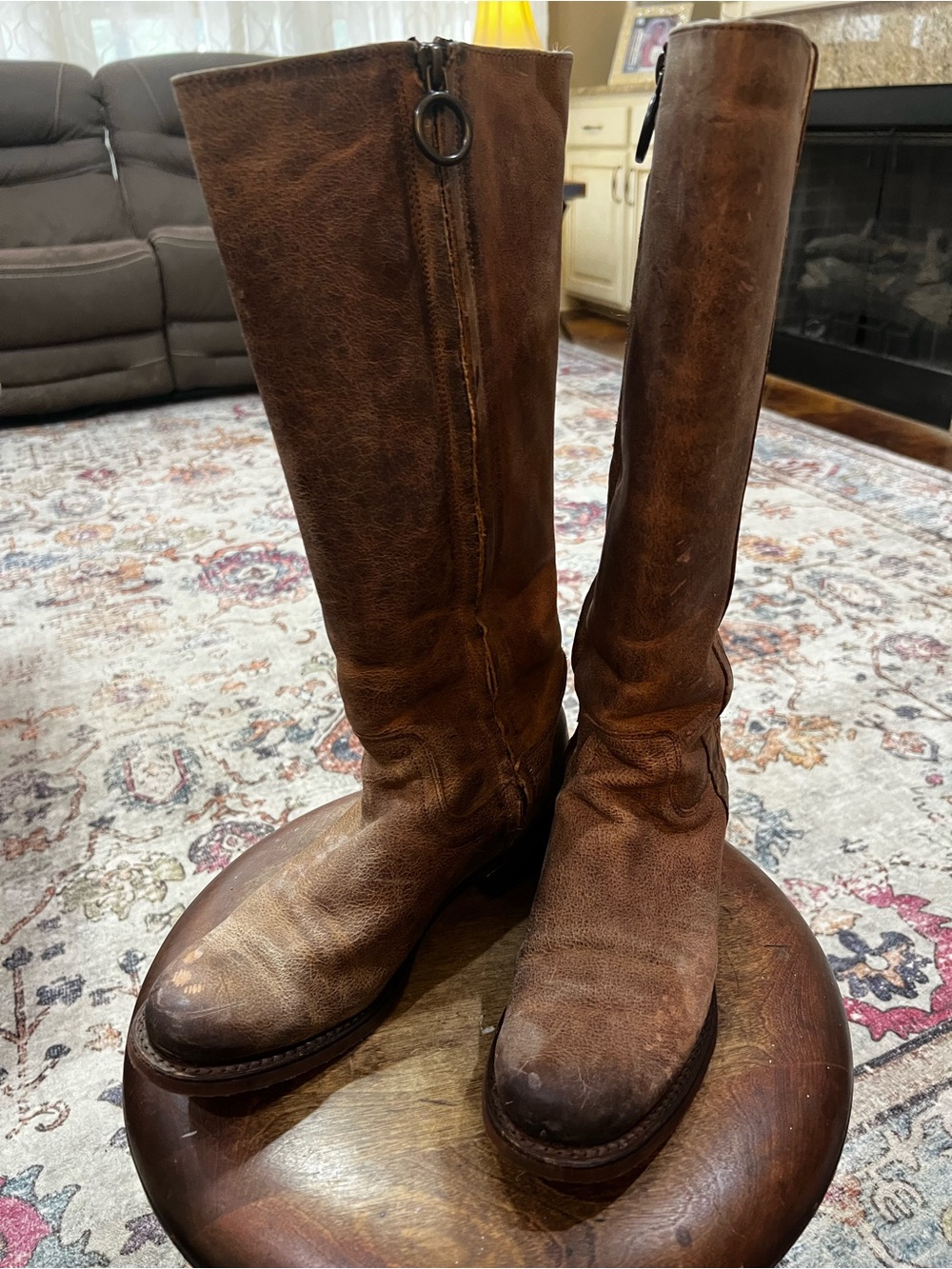 Justin Boots Brown Tall Leather Western Riding Boots